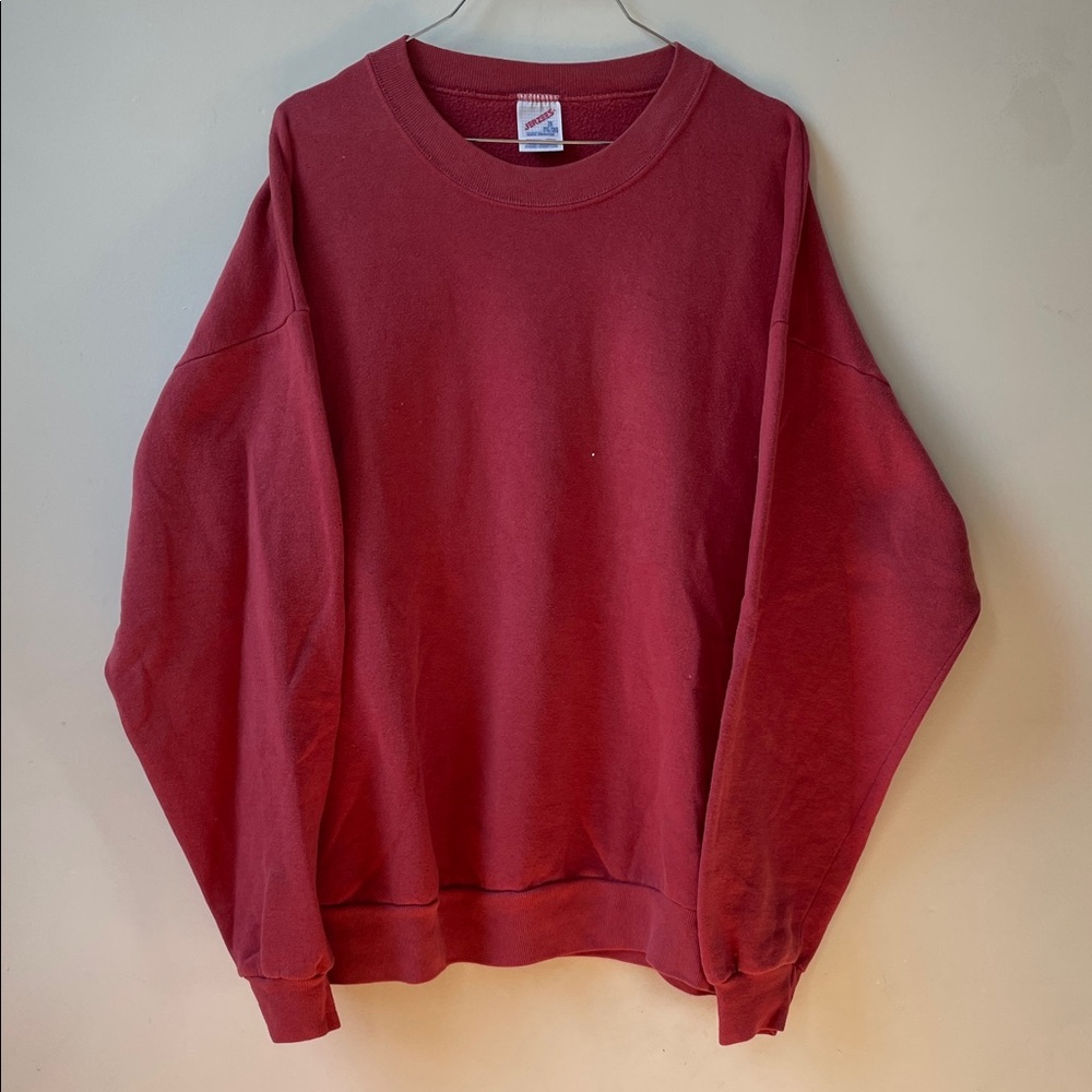 Vintage jerzees xxl faded red crewneck sweatshirt distressed broken in